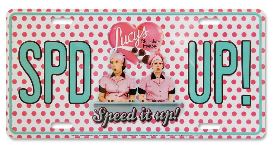 I Love Lucy Speed Up Polka Dot License Vanity Plate | LucyStore.com